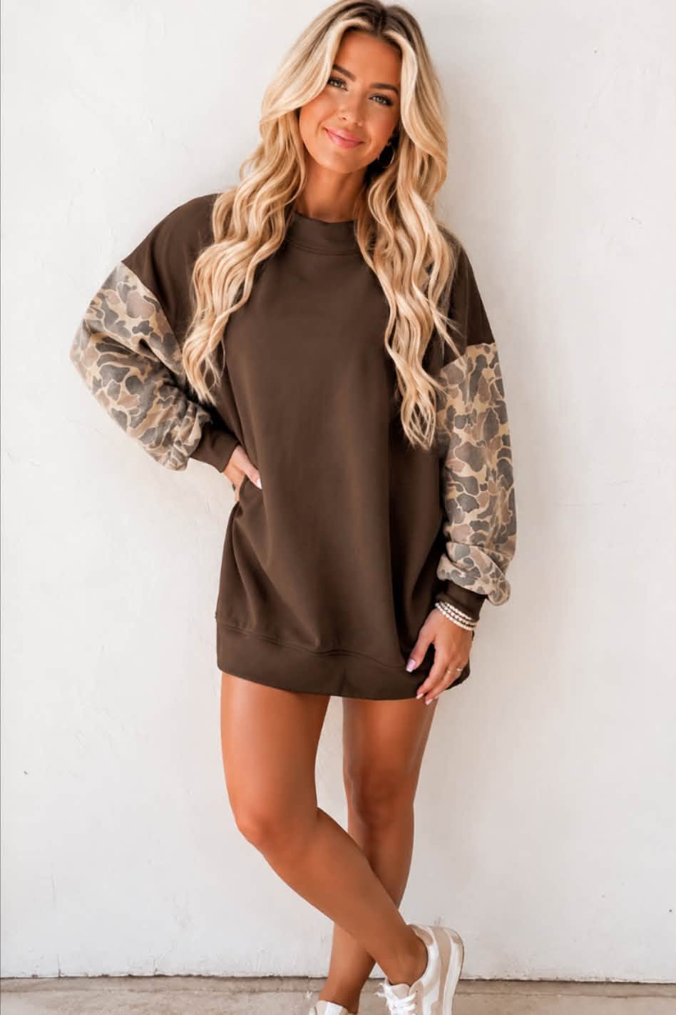 Camo Sleeve Pullover Sweatshirt (2 Colors)