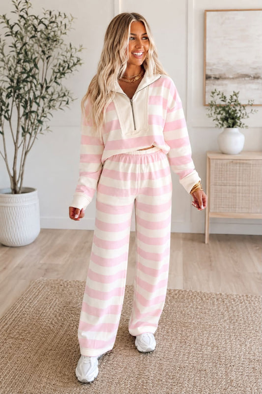 Pink Stripe Pants Set