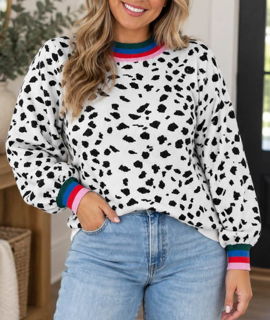 PLUS White Leopard Sweater