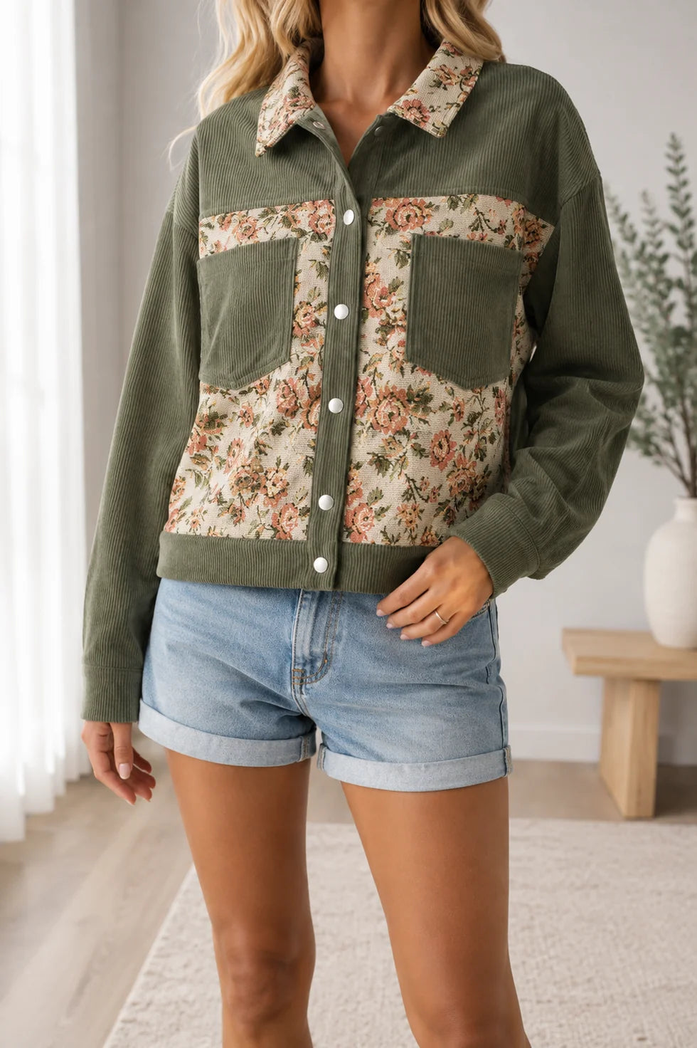 Floral Ribbed Jacket (2 Colors)