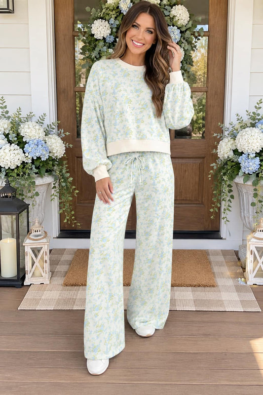 Blue Floral Drawstring Set