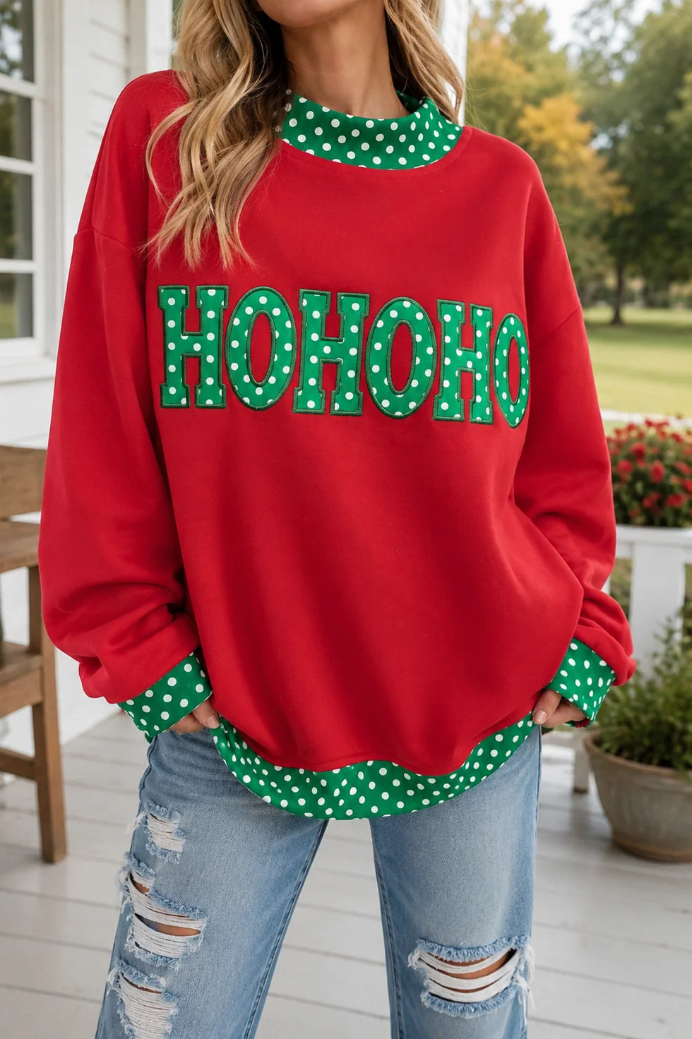 Polka Dot Slogan Sweatshirt (5 Seasonal Designs)