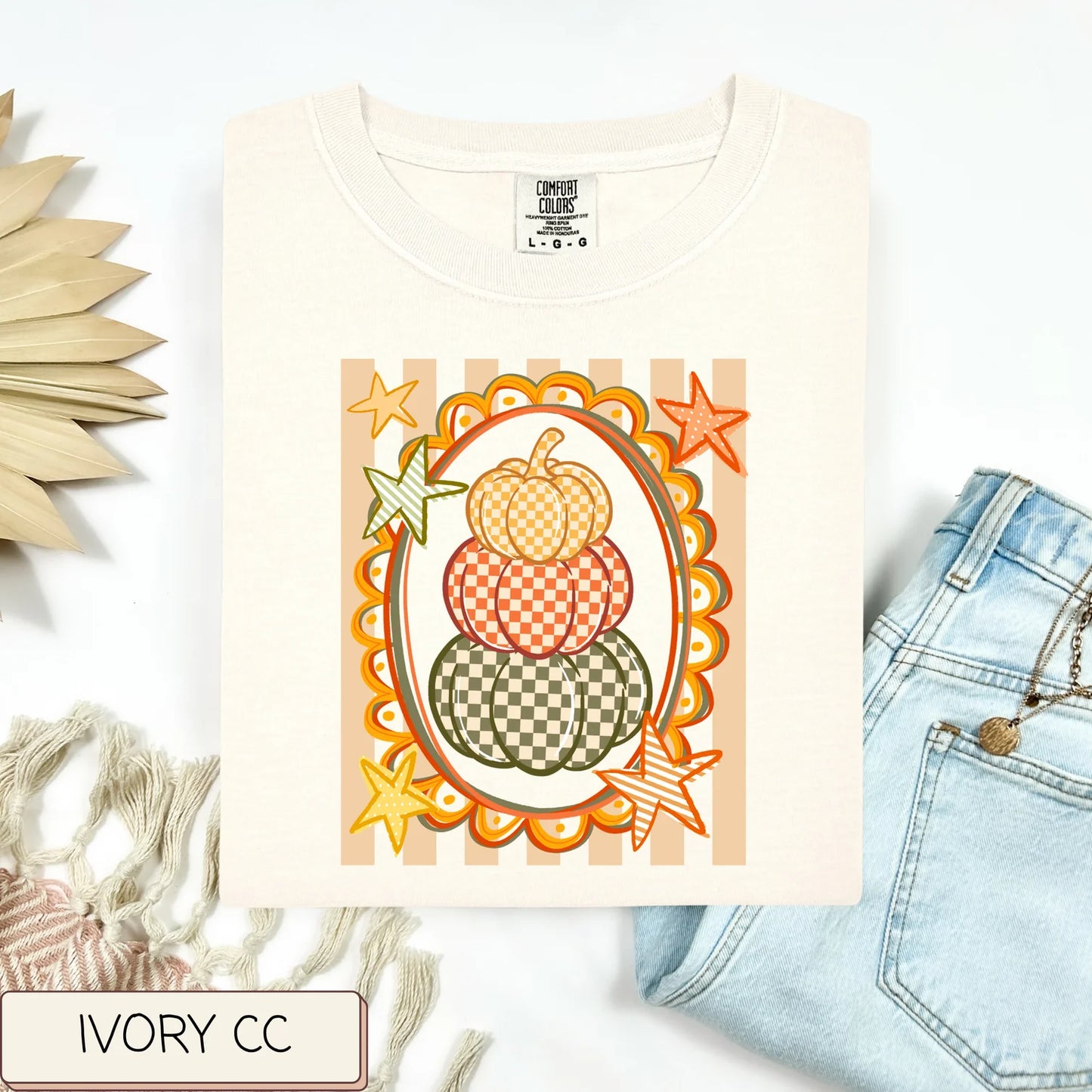 Stripe Checkered Pumpkin Stack Tee