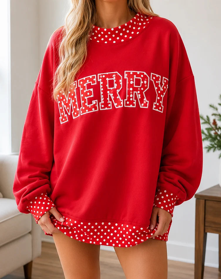 Polka Dot Slogan Sweatshirt (5 Seasonal Designs)
