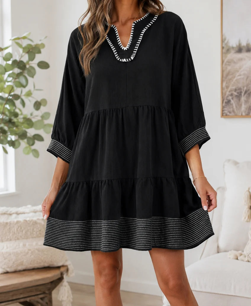 Stitched Mini Dress (Multiple Colors)