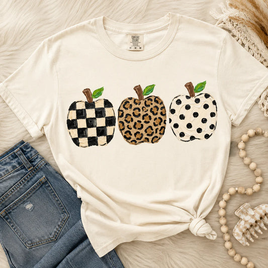 Checkered Leopard Dot Apple Tee