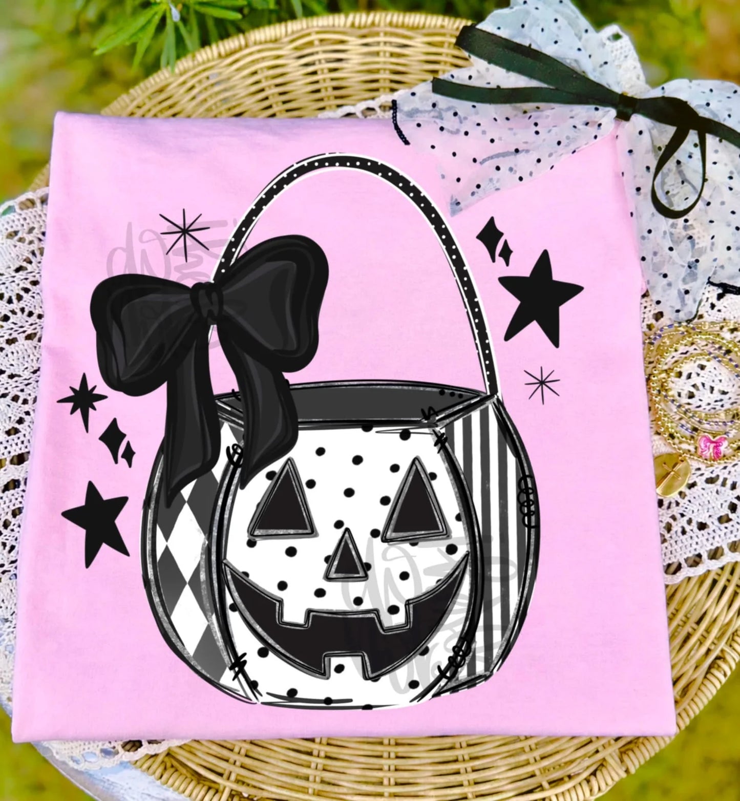 Black and White Halloween Bucket Tee