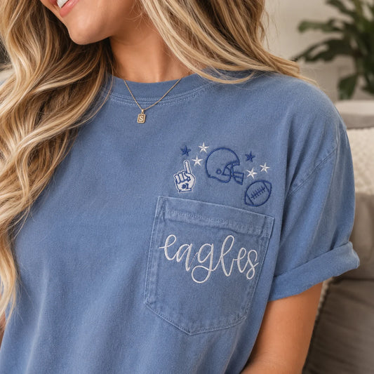 Personalized School Spirit Football Pocket Tee