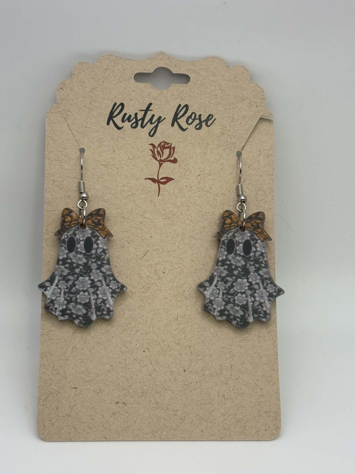 Flower Bow Ghost Drop Earrings