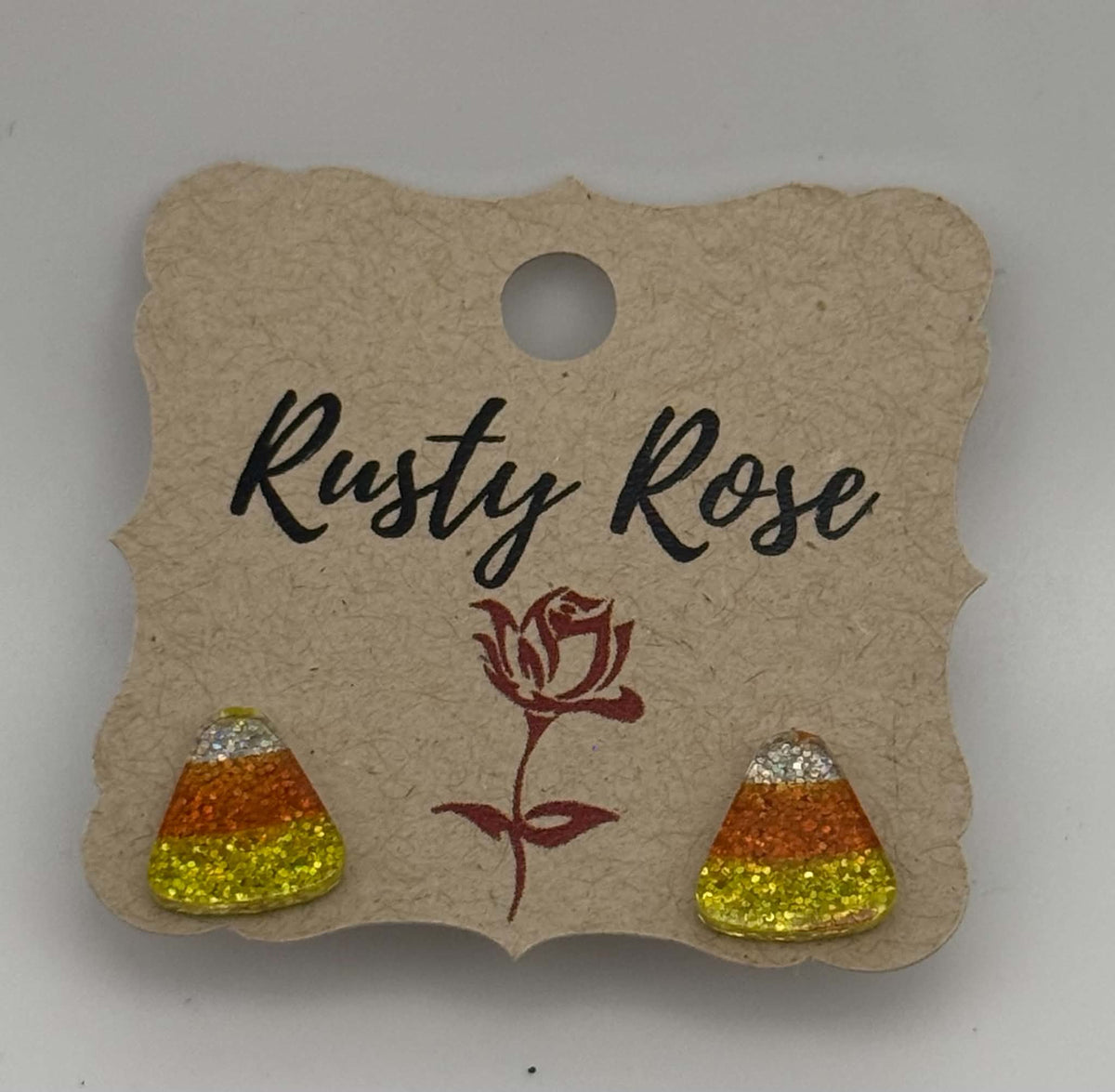 Mini Sparkly Acrylic Candy Corn Stud Earrings