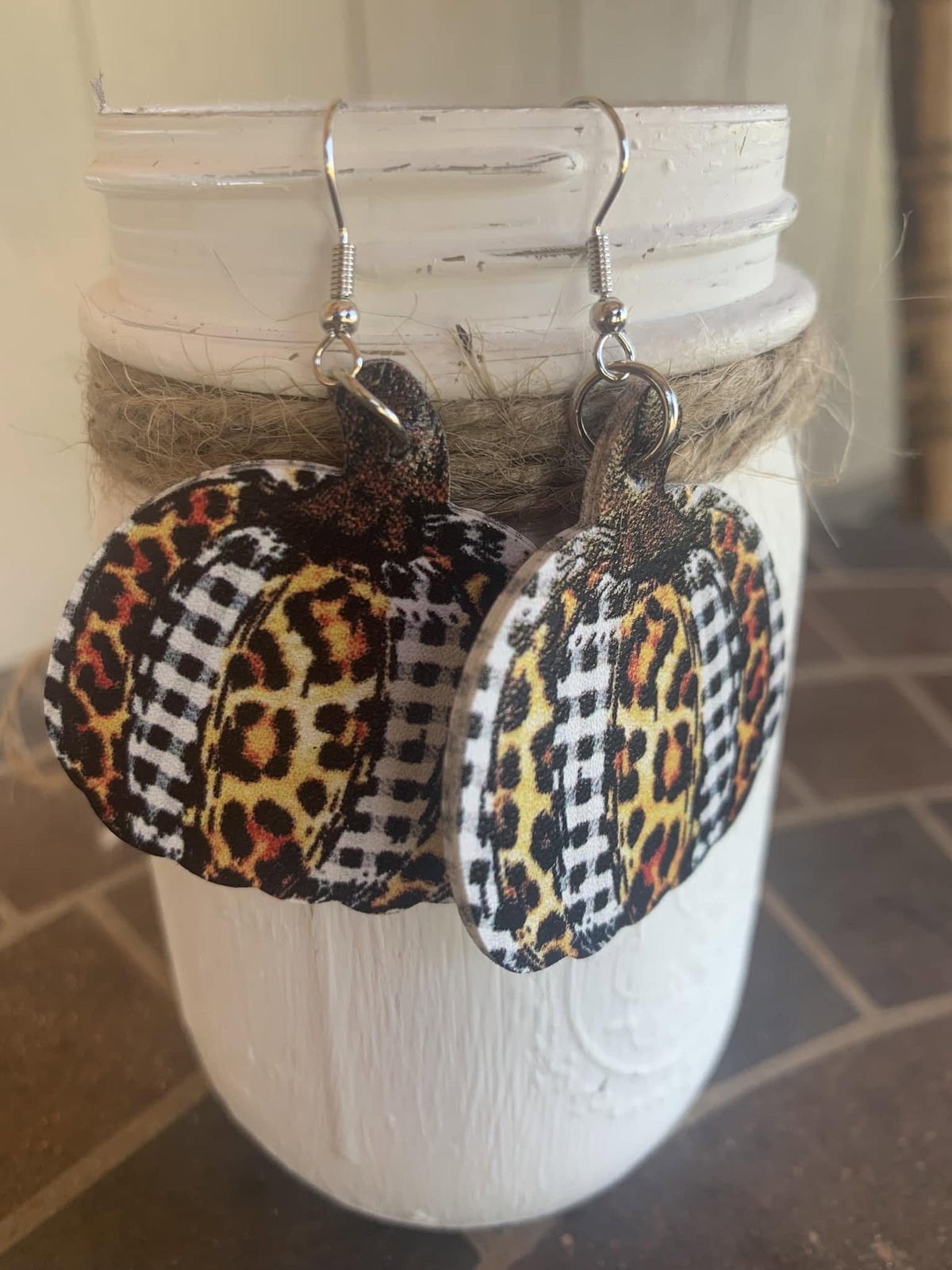 Faux Leather Pumpkin Dangle Earrings