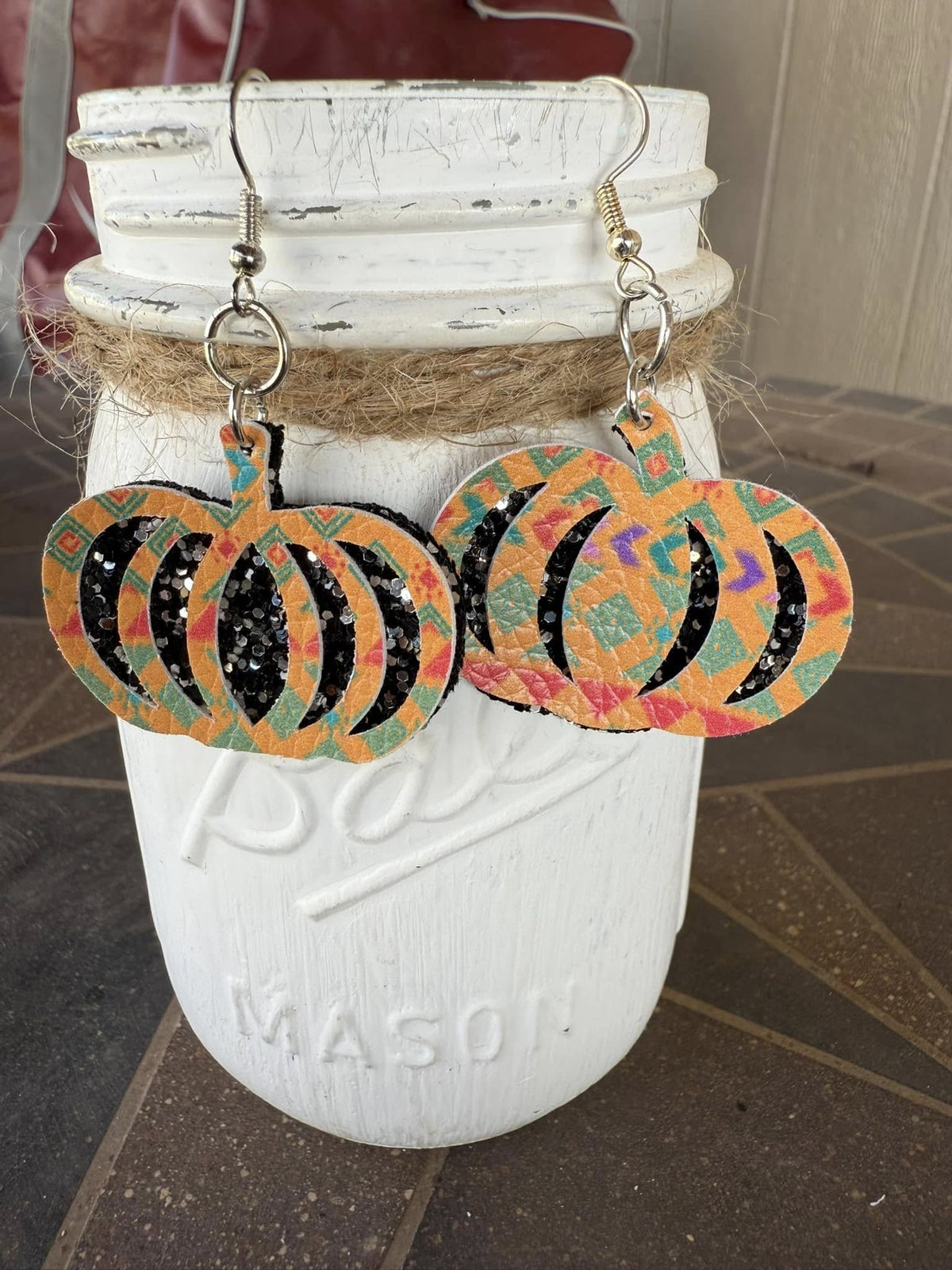 Faux Leather Pumpkin Earring