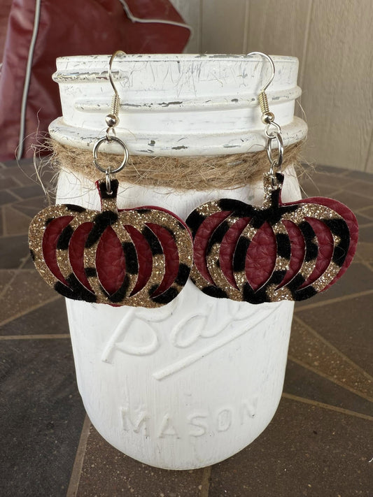 Faux Leather Pumpkin Earrings
