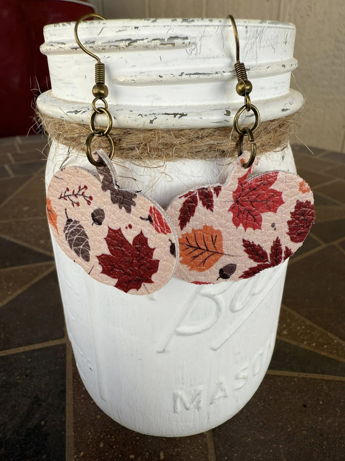 Faux Leather Pumpkin Earrings
