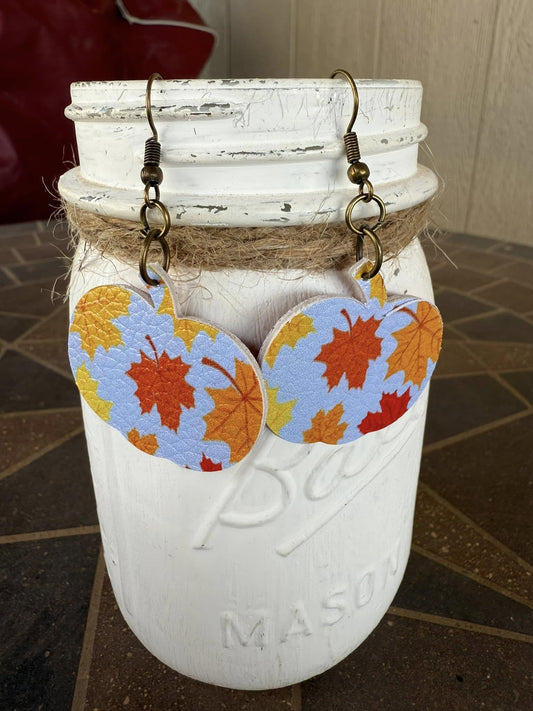 Faux Leather Pumpkin Earrings