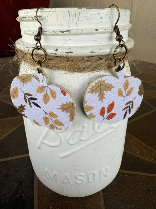 Faux Leather Pumpkin Earrings