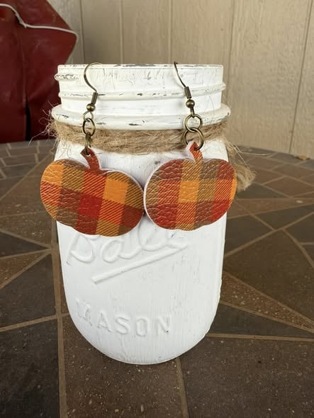 Faux Leather Pumpkin Earrings