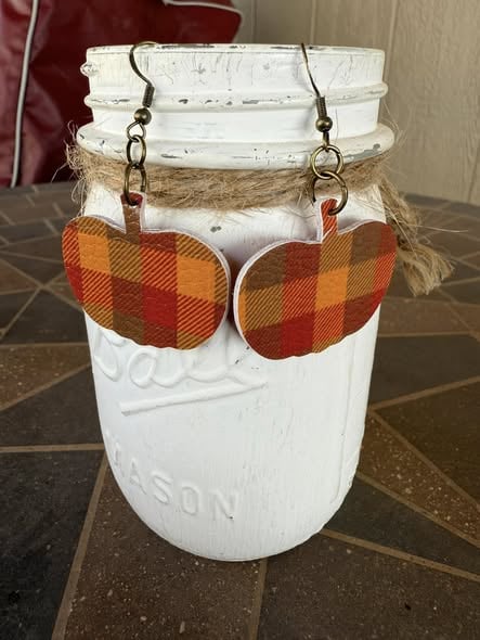 Faux Leather Pumpkin Earrings